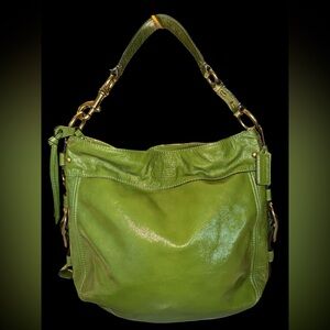 Vintage COACH Green Patent Leather ZOE Slouch Hobo Purse Handbag Large Purse